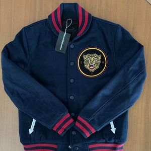 NWT STRAIGHT TO HELL WOOL/POLY VARSITY JACKET - SIZE SMALL / NAVY